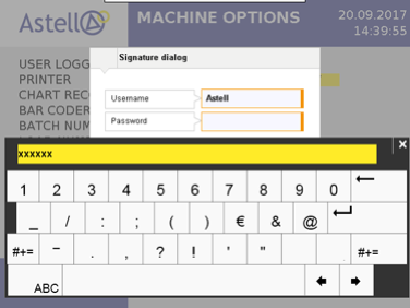 Astell Touchscreen Signature Dialog Login for EDS